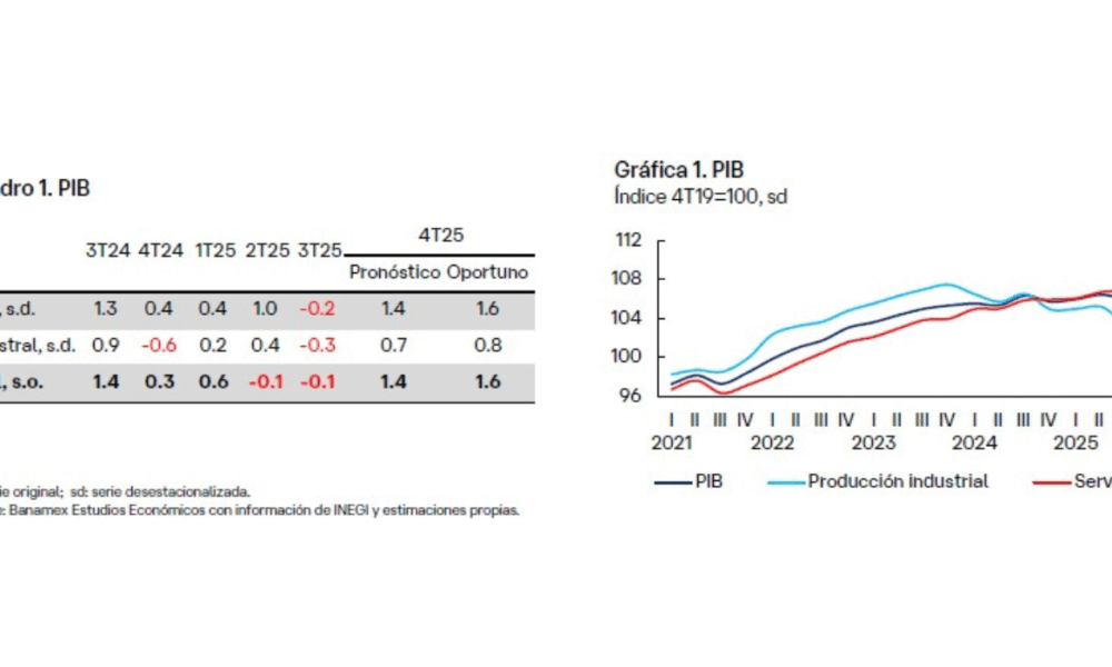 PIB creció 0.5 por ciento en 2025 se estima lo haga en 1.6 durante 2026