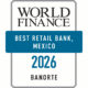 Banorte destaca en los World Finance Banking Awards 2026